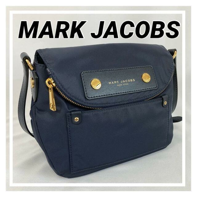 レディース【美品】　MARK JACOBS ショルダーバッグ　ナイロン　金ボタン　ネイビー