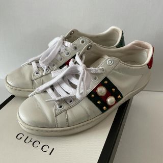 グッチ(Gucci)の超希少！！【グッチ　パール付き　シェリーライン　スニーカー　21.5cm】(スニーカー)