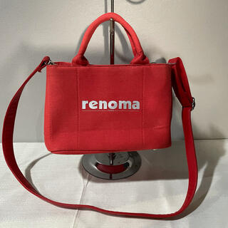 レノマ(RENOMA)のレノマrenoma ハンドバッグトート鞄2WAYキャンバス赤レッドレディース軽量(ショルダーバッグ)