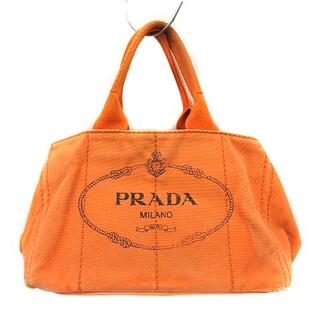 プラダ(PRADA)のプラダ カナパ ハンドバッグ トートバッグ キャンバス ロゴ オレンジ(ハンドバッグ)