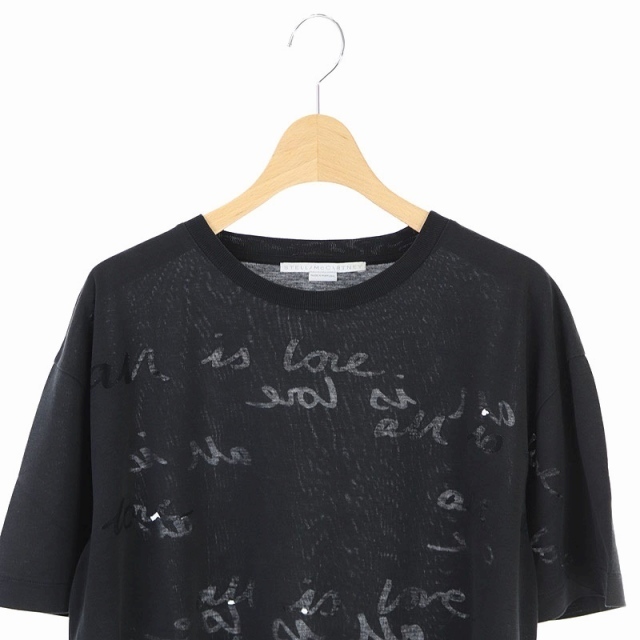 Stella McCartney(ステラマッカートニー)のステラマッカートニー シアーロゴTシャツ カットソー 半袖  40 黒 レディースのトップス(Tシャツ(半袖/袖なし))の商品写真