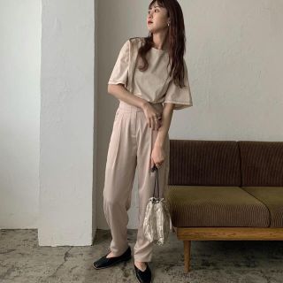 カスタネ(Kastane)のAmiur  high waist belt satin pants(カジュアルパンツ)