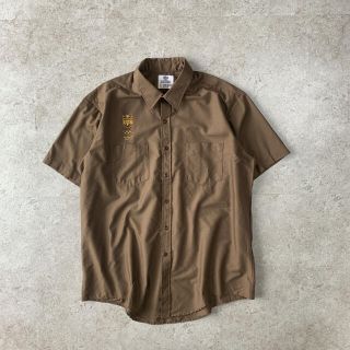 ディッキーズ(Dickies)の“UPS” 半袖ワークシャツ ブラウン USA製 企業ロゴ 配送業者(シャツ)