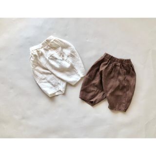 新品　リネンゆるハーフパンツ　女の子　男の子　無地　ボトムス　シンプル(パンツ/スパッツ)