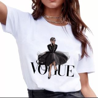 【夏セール】SNS 人気 サイズL VOGUE  Tシャツ バルーンスカート柄(Tシャツ(半袖/袖なし))