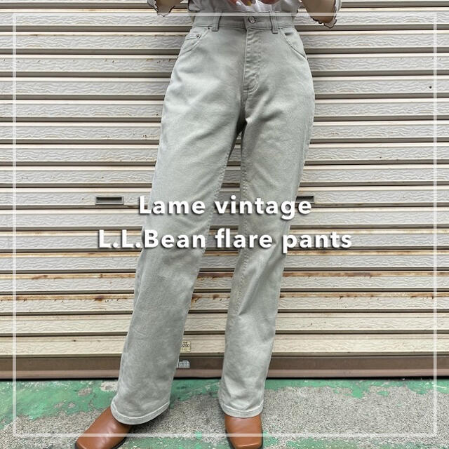 L.L.Bean(エルエルビーン)の90s 古着 L.L.Bean フレア デニムパンツ ベージュ ビンテージ レディースのパンツ(デニム/ジーンズ)の商品写真