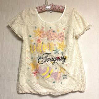 クレドソル(CLEF DE SOL)のクレドソル プリントレースTシャツ オフホワイト 半袖(Tシャツ(半袖/袖なし))