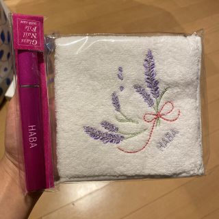 ハーバー(HABA)のHABA刺繍ハンカチ今治タオルとケース付きグラスネイルファイル(ハンカチ)