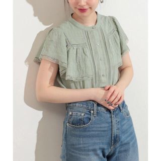 ナチュラルクチュール(natural couture)のフリル×レース大人ガーリーブラウス(シャツ/ブラウス(半袖/袖なし))