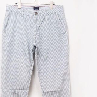 ギャップ(GAP)のGAP コットン ストライプ テーパード クロップドパンツ 31インチ(チノパン)