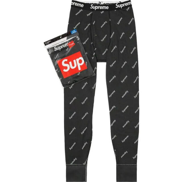 Supreme(シュプリーム)のSupreme Hanes サーマル パンツ 黒 M 新品 タグ付き メンズのレッグウェア(レギンス/スパッツ)の商品写真