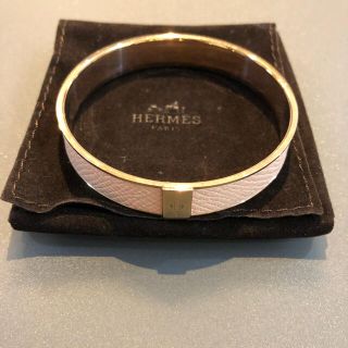 エルメス(Hermes)のエルメス　バングル　レザー　ピンク　ゴールド(ブレスレット/バングル)