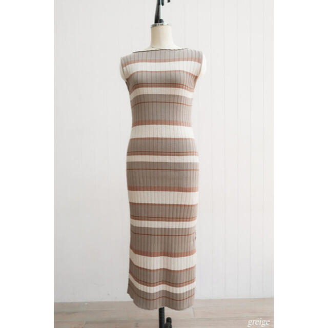 Cotton Striped Ribbed Knit Dress