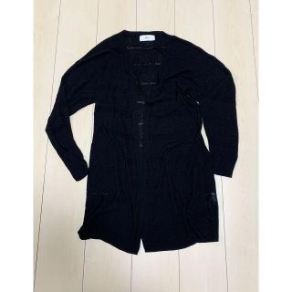 アズールバイマウジー(AZUL by moussy)のAZUL BY MOUSSY　透かし編みシャドーボーダーカーディガン　ブラック(カーディガン)