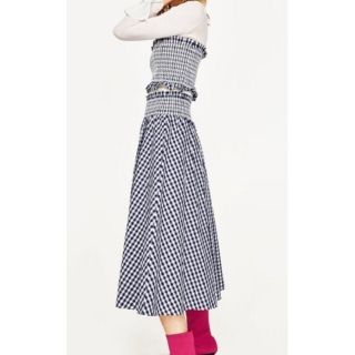 ザラ(ZARA)のZARA WOMAN ギンガムチェックロングスカート セット(ロングスカート)