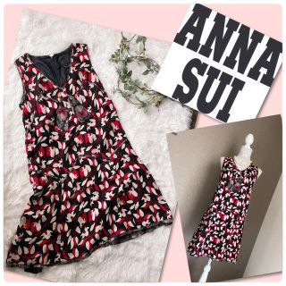 アナスイ(ANNA SUI)の♡こちら専用です。アナスイ　シルク混　フラワーワンピース♡アメリカ製(ひざ丈ワンピース)