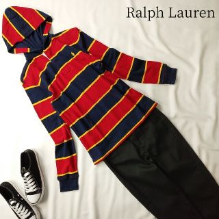 ポロラルフローレン(POLO RALPH LAUREN)のポロラルフローレン 長袖パーカー マルチカラー ボーダー柄 Mサイズ(パーカー)