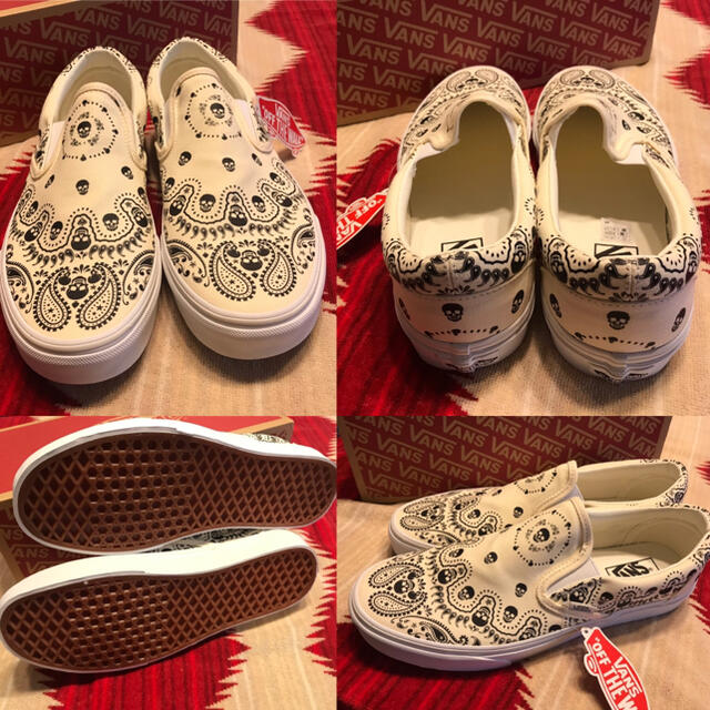 VANS(ヴァンズ)のバンズ スリッポン　バンダナ　28cm 新品　希少なホワイト メンズの靴/シューズ(スリッポン/モカシン)の商品写真