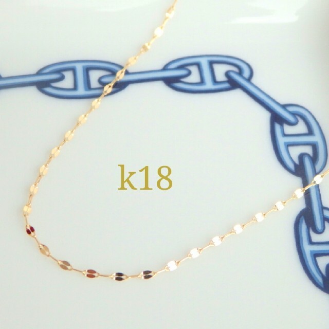 flower様専用　k18ネックレス　ペタルチェーン　18金　18k ハンドメイドのアクセサリー(ネックレス)の商品写真