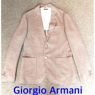 ジョルジオアルマーニ(Giorgio Armani)の美品　Giorgio Armani ジョルジオアルマーニ　麻　チェックジャケット(テーラードジャケット)