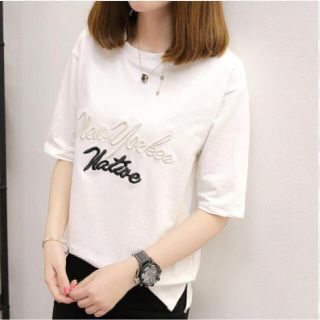 イエナ(IENA)の【Lサイズ】韓国ファッションTシャツ　ロゴTシャツ　半袖(Tシャツ(半袖/袖なし))