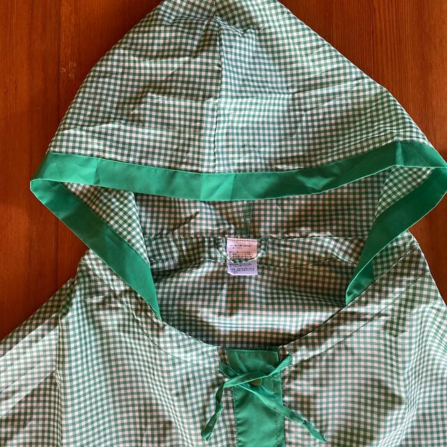 ムーンバット　ポンチョ　グリーン　ギンガムチェック　M L対応　レインコート　 レディースのファッション小物(レインコート)の商品写真