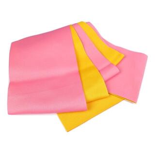 無地 浴衣帯 “水” リバーシブル 半幅帯 MYO-16　(ピンク×黄)(浴衣帯)