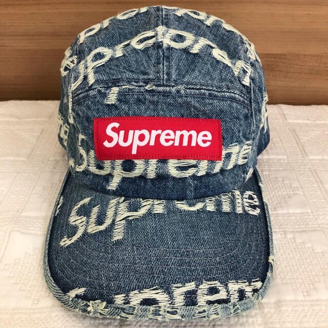 ★21ssSupreme Frayed Logos Denim Camp Cap