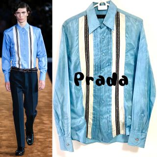 PRADA ショートスリーブ プリント シルク ツイルシャツ