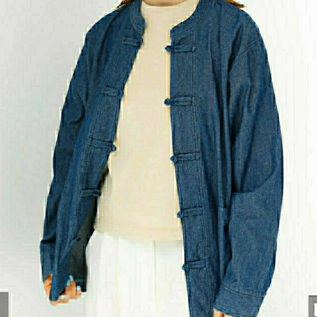 koe チャイナ シャツジャケット インディゴ 新品 レディースのジャケット/アウター(ノーカラージャケット)の商品写真