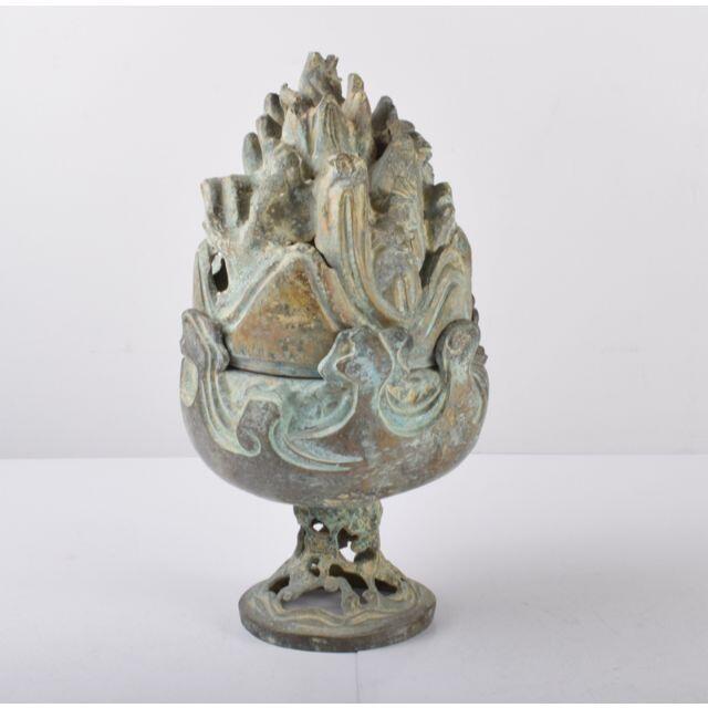 中国　古銅青銅　神獣文　博山香炉　D　R3593A