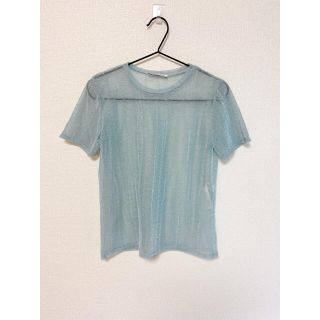 ザラ(ZARA)のZARA シースルーラメ　トップス(カットソー(半袖/袖なし))