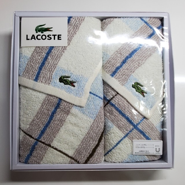 【LACOSTE】フェイスタオル&ゲストタオルset インテリア/住まい/日用品の日用品/生活雑貨/旅行(タオル/バス用品)の商品写真