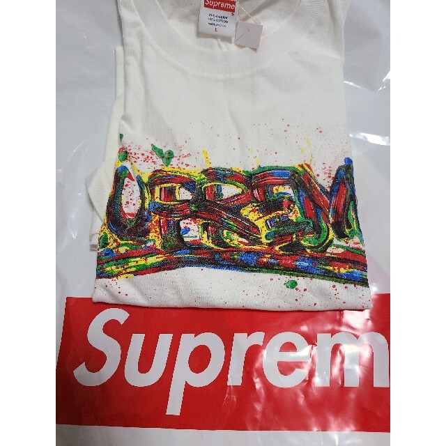 メンズsupreme paint logo tee