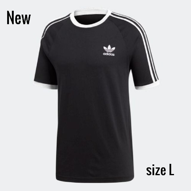 adidas(アディダス)の新品 L adidas originals Tシャツ 3ストライプ 黒×白 メンズのトップス(Tシャツ/カットソー(半袖/袖なし))の商品写真