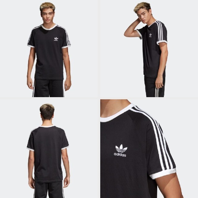 adidas(アディダス)の新品 L adidas originals Tシャツ 3ストライプ 黒×白 メンズのトップス(Tシャツ/カットソー(半袖/袖なし))の商品写真