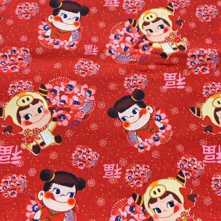 (35)輸入 綿 生地  USAコットン  ペコちゃん　 シーチング　新品(生地/糸)