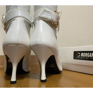 【値下げ可能】MORGAN  モルガン　白ブーツ　レース　リボン　日本製　美品