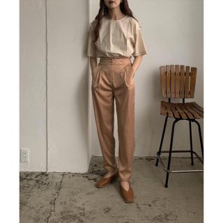 カスタネ(Kastane)のお値下げ可◎high waist belt satin pants(カジュアルパンツ)