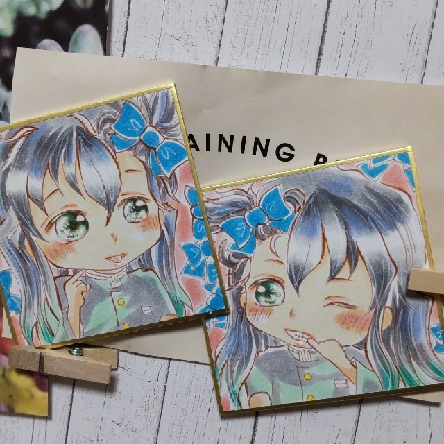 セット 豆色紙セット 時透無一郎 有一郎 鬼滅の刃 ファンアート 手描き
