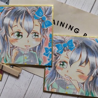 セット 豆色紙セット 時透無一郎 有一郎 鬼滅の刃 ファンアート 手描きイラスト(アート/写真)