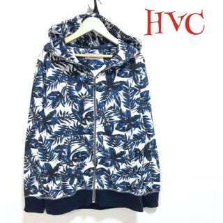 【希少】❤️hvc❤️ パーカー 白 青 〈M〉 柄物 フード 春 夏 ネイビー(パーカー)