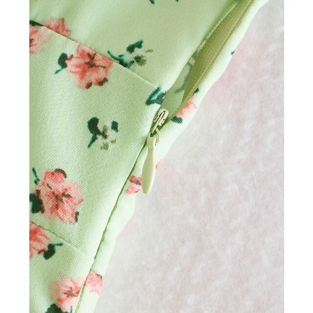 ZARA(ザラ)の🍀5月新作🎏4369◆green グリーン レトロ フラワー  花柄 ワンピース レディースのワンピース(ミニワンピース)の商品写真