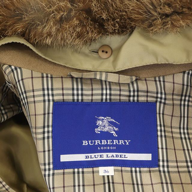 BURBERRY BLUE LABEL(バーバリーブルーレーベル)のバーバリーブルーレーベル コート アウターラビットファー 36 ベージュ レディースのジャケット/アウター(その他)の商品写真