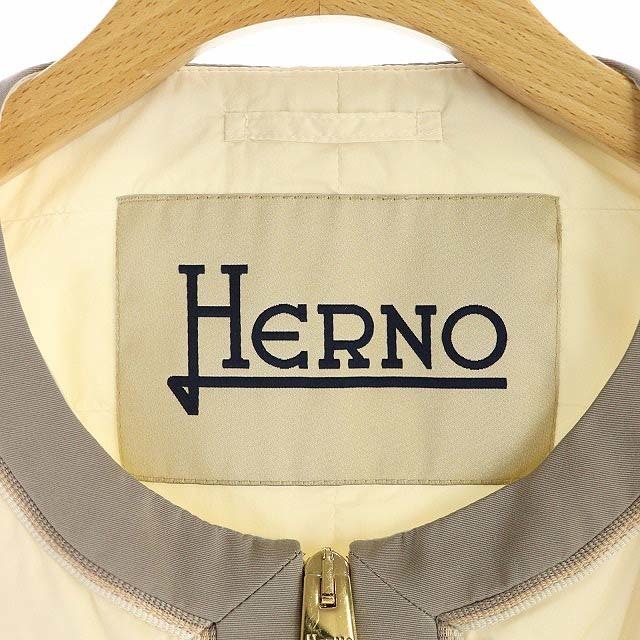 ヘルノ IN-TECH ノーカラー 中綿 ジャケット 七分袖 40 グレー 白