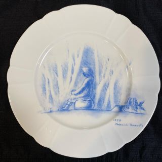 彫刻家　山本正道　デッサン絵柄プレート(食器)