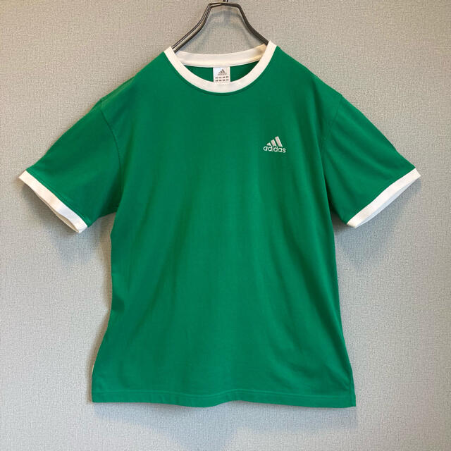 adidas(アディダス)の90s adidas リンガー Tシャツ刺繍ロゴ ゆるだぼ  vintage レディースのトップス(Tシャツ(半袖/袖なし))の商品写真