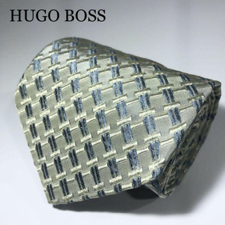 ヒューゴボス(HUGO BOSS)の【$umire様】ヒューゴボス イタリア製 高級シルク ネクタイ 格子柄 シルバ(ネクタイ)