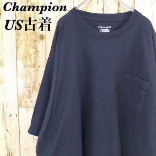 チャンピオン(Champion)の【e98】US古着チャンピオン☆刺繍ロゴ半袖ビッグポケットTシャツカットソー(Tシャツ/カットソー(半袖/袖なし))