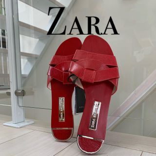 ザラ(ZARA)のZara❤️クロスオーバーレザーサンダル❤️フルフラット(サンダル)